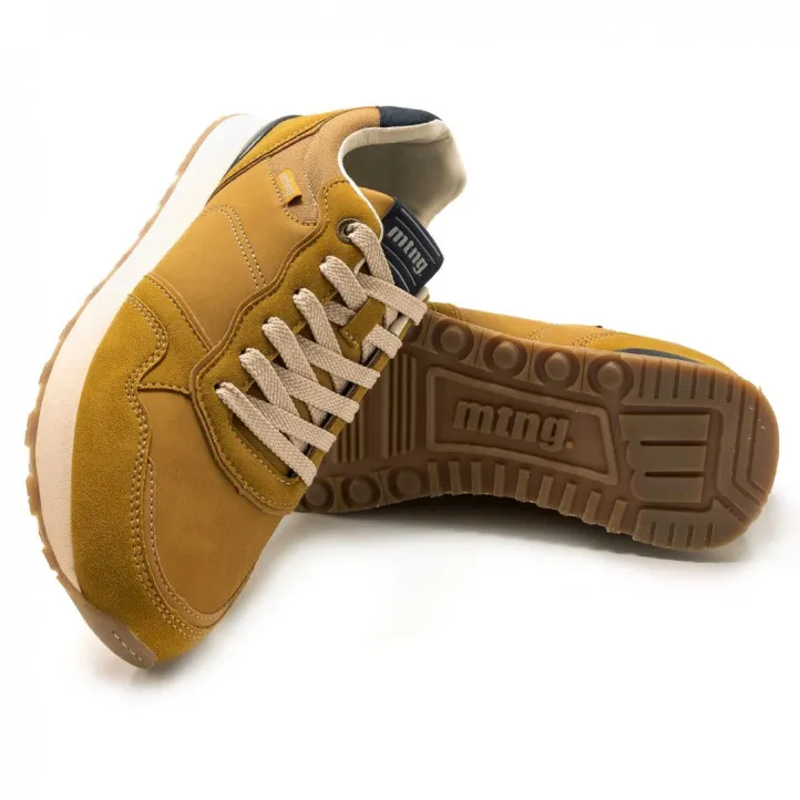 Zapatos sport Mustang 84727 porland classic mostaza con detalles azules