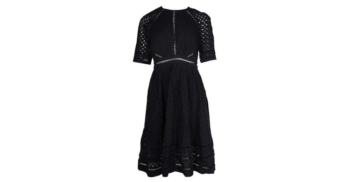 Zimmermann Vestido de manga corta de encaje azul marino 