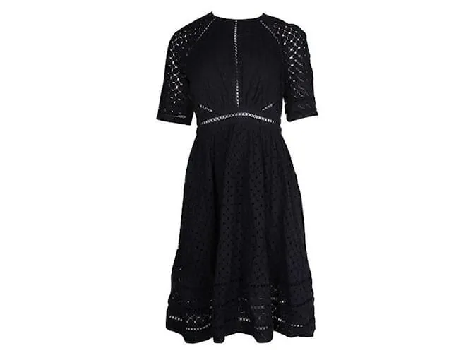 Zimmermann Vestido de manga corta de encaje azul marino 