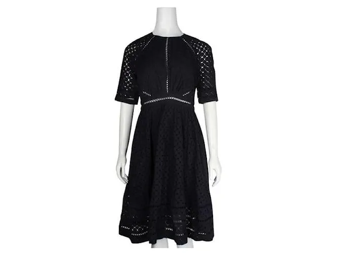 Zimmermann Vestido de manga corta de encaje azul marino 