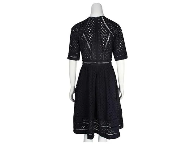 Zimmermann Vestido de manga corta de encaje azul marino 