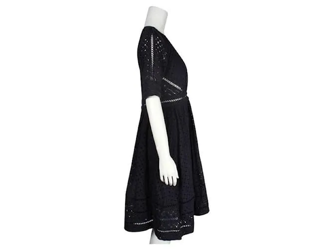 Zimmermann Vestido de manga corta de encaje azul marino 