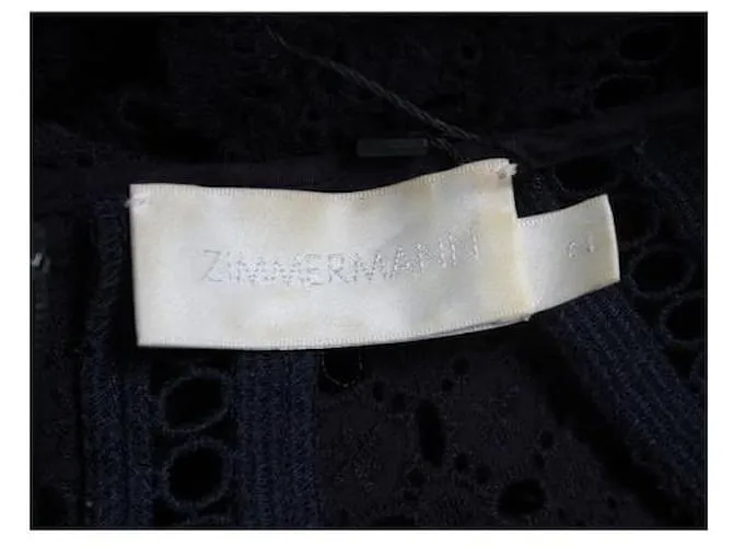 Zimmermann Vestido de manga corta de encaje azul marino 