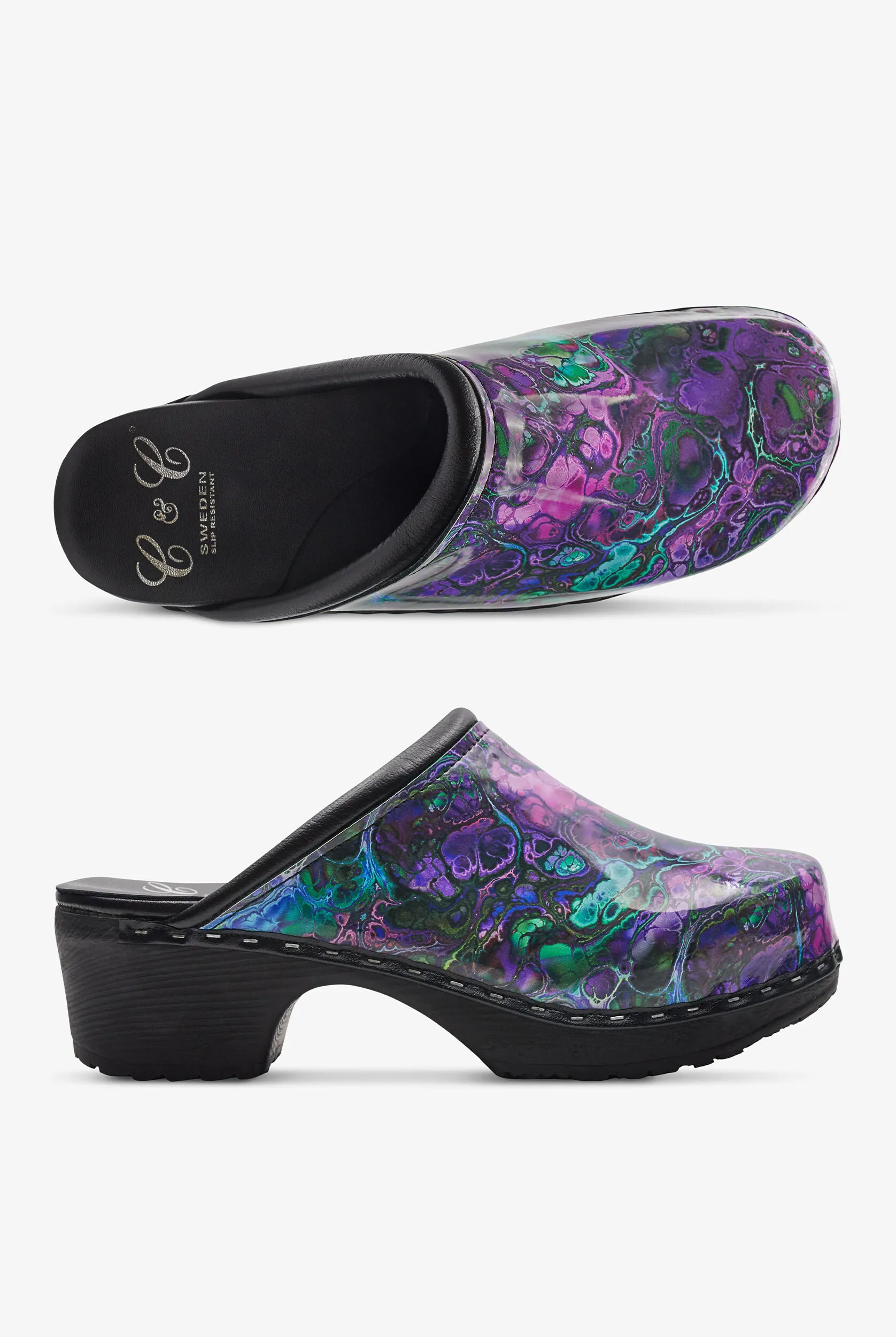 ZUECOS DE ENFERMER&IACUTE;A C AND C SWEDEN MARBLEOUS CON TAL&OACUTE;N ABIERTO PARA MUJER